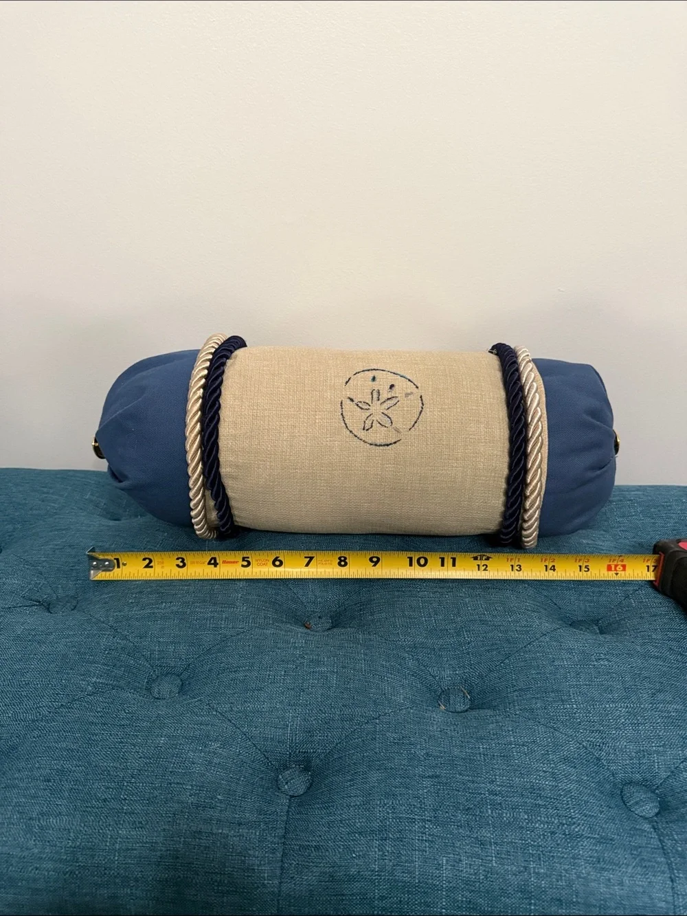 Blue and Beige Sand Dollar Bolster Pillow